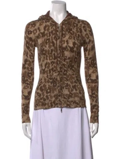 Pre-owned Forte Cashmere Cashmere Animal Print Sweater In Brown