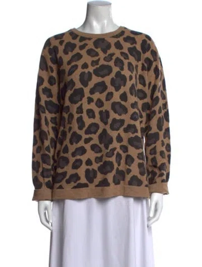 Pre-owned Forte Cashmere Cashmere Animal Print Sweater In Brown