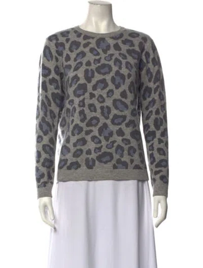 Pre-owned Forte Cashmere Cashmere Animal Print Sweater In Grey