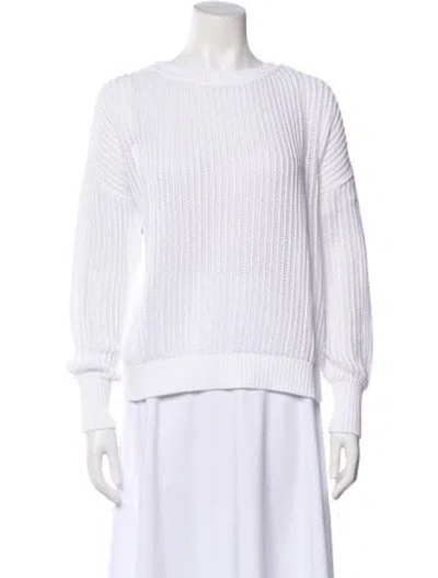 Pre-owned Forte Cashmere Cashmere Bateau Neckline Sweater In White