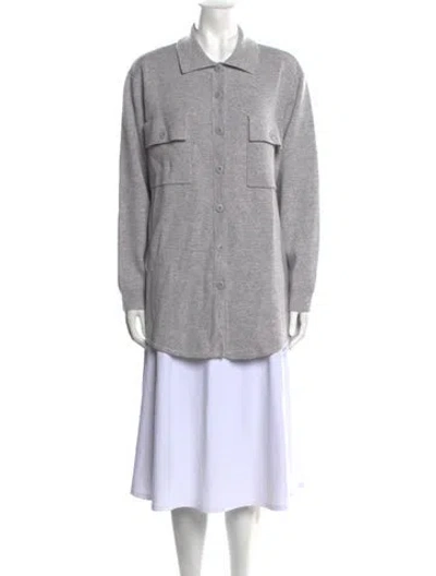 Pre-owned Forte Cashmere Cashmere Mock Neck Sweater In Gray