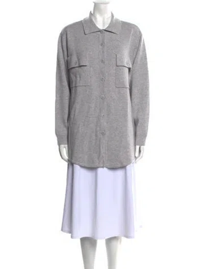 Pre-owned Forte Cashmere Cashmere Mock Neck Sweater In Gray