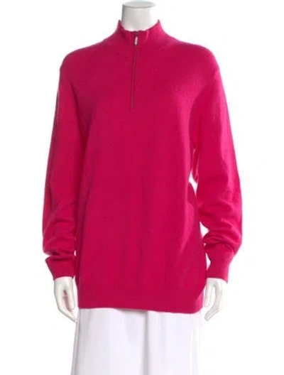 Pre-owned Forte Cashmere Cashmere Mock Neck Sweater In Pink