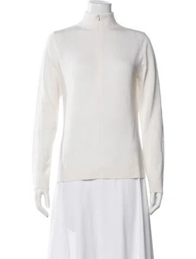 Pre-owned Forte Cashmere Cashmere Mock Neck Sweater In White