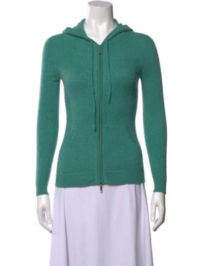 Pre-owned Forte Cashmere Cashmere Open Front Sweater In Green