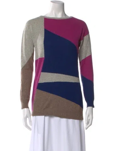 Pre-owned Forte Cashmere Cashmere Printed Sweater In Blue