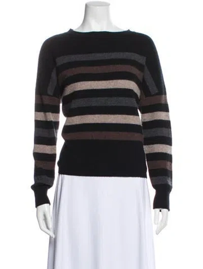 Pre-owned Forte Cashmere Cashmere Striped Sweater In Black