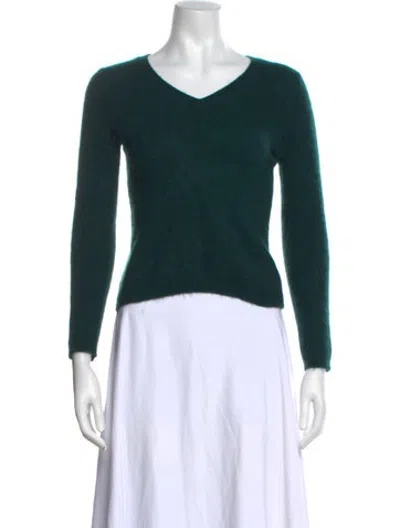Pre-owned Forte Cashmere Cashmere V-neck Sweater In Green