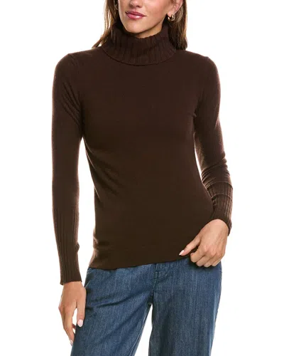 Forte Cashmere Chunky Trim Turtleneck 100% Cashmere Sweater In Brown