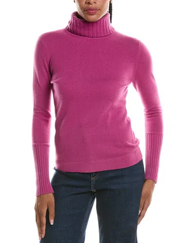 Forte Cashmere Chunky Trim Turtleneck 100% Cashmere Sweater In Purple