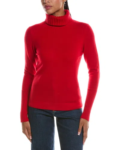 Forte Cashmere Chunky Trim Turtleneck 100% Cashmere Sweater In Burgundy