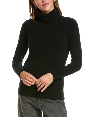Forte Cashmere Chunky Trim Turtleneck 100% Cashmere Sweater In Black