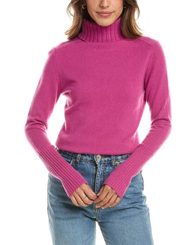 Forte Cashmere Chunky Trim Turtleneck 100% Cashmere Sweater In Pink