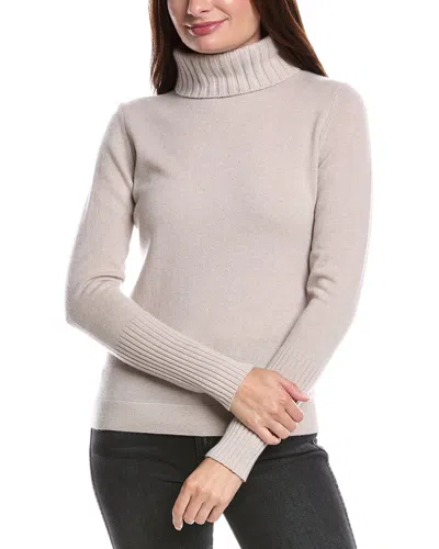 Forte Cashmere Chunky Trim Turtleneck 100% Cashmere Sweater In Neutral