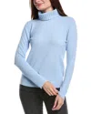 Forte Cashmere Chunky Trim Turtleneck Cashmere Sweater In Blue