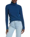 Forte Cashmere Chunky Trim Turtleneck Cashmere Sweater In Blue
