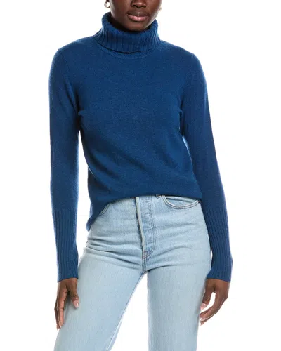 Forte Cashmere Chunky Trim Turtleneck Cashmere Sweater In Blue