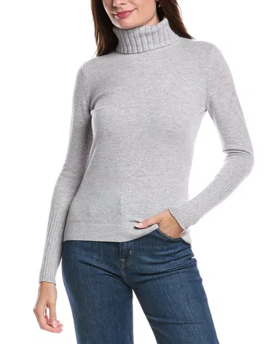 Forte Cashmere Chunky Trim Turtleneck Cashmere Sweater In Gray