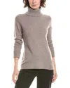 Forte Cashmere Chunky Trim Turtleneck Cashmere Sweater In Gray
