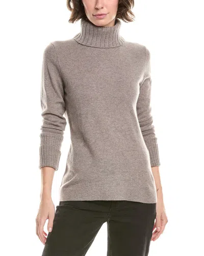Forte Cashmere Chunky Trim Turtleneck Cashmere Sweater In Gray