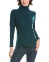 Forte Cashmere Chunky Trim Turtleneck Cashmere Sweater In Green