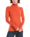 Forte Cashmere Chunky Trim Turtleneck Cashmere Sweater In Orange