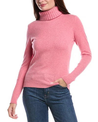 Forte Cashmere Chunky Trim Turtleneck Cashmere Sweater In Pink