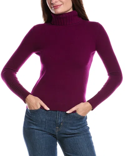 Forte Cashmere Chunky Trim Turtleneck Cashmere Sweater In Purple