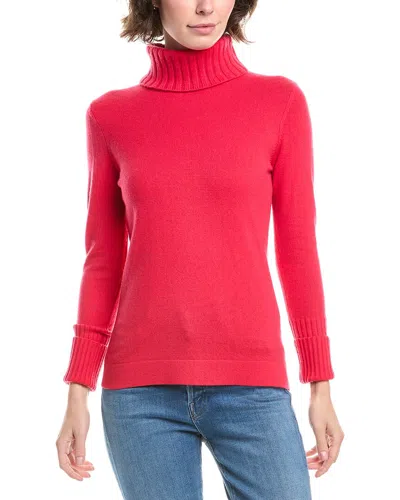 Forte Cashmere Chunky Trim Turtleneck Cashmere Sweater In Red