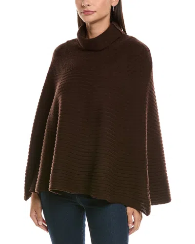 Forte Cashmere Circular Rib Cashmere & Wool-blend Poncho In Brown