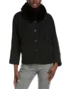 Forte Cashmere Collared Wool & Cashmere-blend Cardigan In Black
