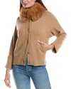 Forte Cashmere Collared Wool & Cashmere-blend Cardigan In Brown