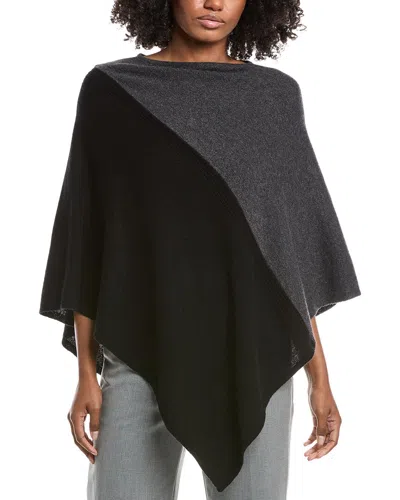 Forte Cashmere Colorblocked Cashmere Poncho In Black