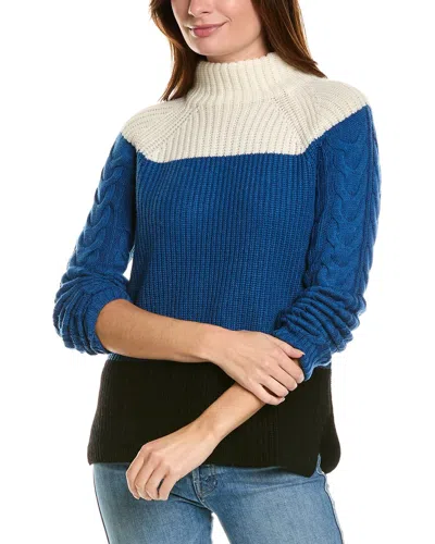 Forte Cashmere Colorblocked Funnel Neck Wool & Cashmere-blend Sweater In White