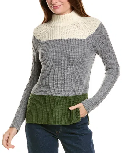 Forte Cashmere Colorblocked Funnel Neck Wool & Cashmere-blend Sweater In White