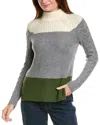 Forte Cashmere Colorblocked Funnel Neck Wool & Cashmere-blend Sweater In White