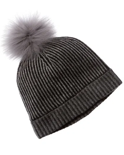Forte Cashmere Colorblocked Pompom Cashmere Hat In Black