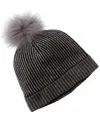 Forte Cashmere Colorblocked Pompom Cashmere Hat In Gray