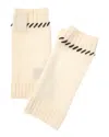 Forte Cashmere Contrast Edge Cashmere Fingerless Gloves In Sand