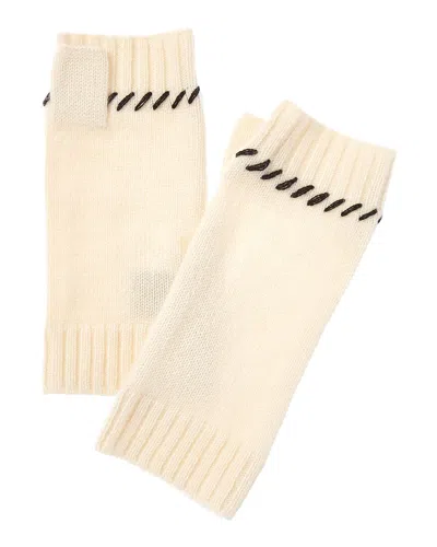 FORTE CASHMERE CONTRAST EDGE CASHMERE FINGERLESS GLOVES