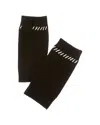 Forte Cashmere Contrast Edge Detail Cashmere Fingerless Gloves In Black