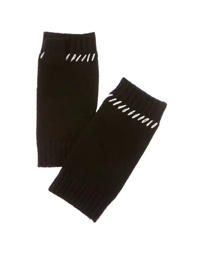 FORTE CASHMERE CONTRAST EDGE DETAIL CASHMERE FINGERLESS GLOVES