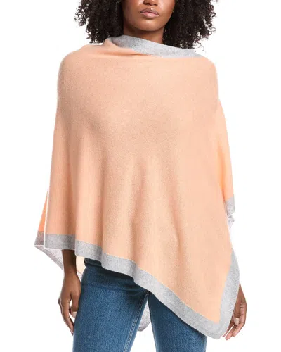 Forte Cashmere Contrast Trim Cashmere Poncho In Orange