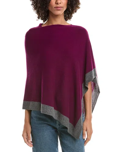 Forte Cashmere Contrast Trim Cashmere Poncho In Purple