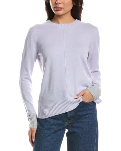 Forte Cashmere Contrast Trim Crew Cashmere Sweater In Purple