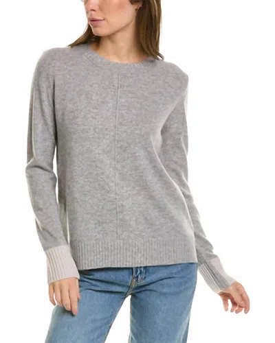 Forte Cashmere Contrast Trim Crewneck Cashmere Sweater In Grey In Gray