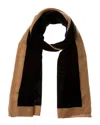 Forte Cashmere Contrast Trim Oversized Cashmere Scarf In Black