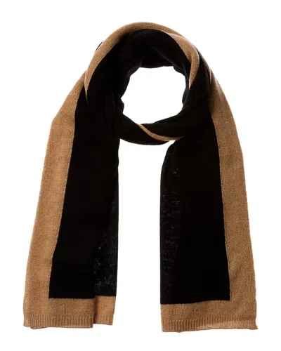 Forte Cashmere Contrast Trim Oversized Cashmere Scarf In Black