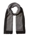Forte Cashmere Contrast Trim Oversized Cashmere Scarf In Grey