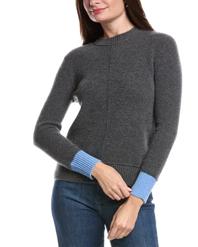 FORTE CASHMERE CONTRAST TRIM THERMAL CASHMERE SWEATER